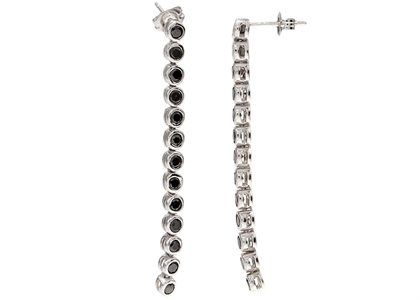 Rhodium Plated Gemstone Long Earring